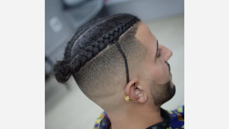 Undercut Fade with Braids and Bun