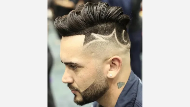Pompadour with a Shaved Design