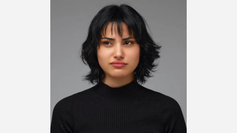 Neck-Length Wolf Cut with Elongated Bangs