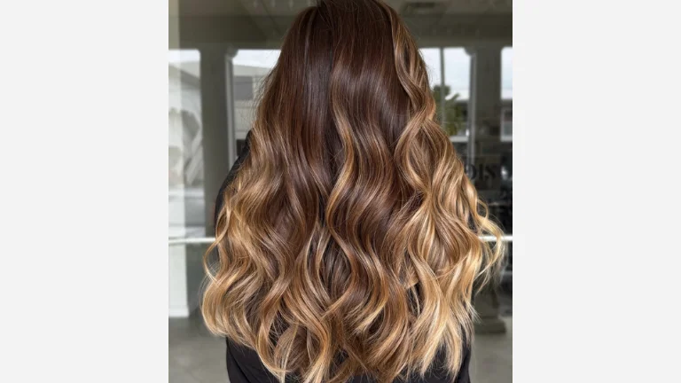 Light Caramel Balayage with Chocolate Roots