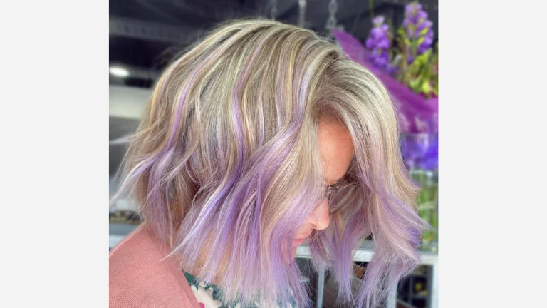Bright Blonde with Lavender Streaks