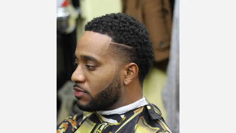 20 Best Temp Fade Hairstyles That Are Trending Now 18 Mini Afro with Carved Detail