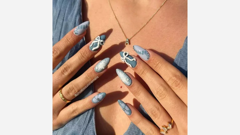 30 Fall Nail Designs You’ll Be Obsessed With 15 Denim Bow Nails