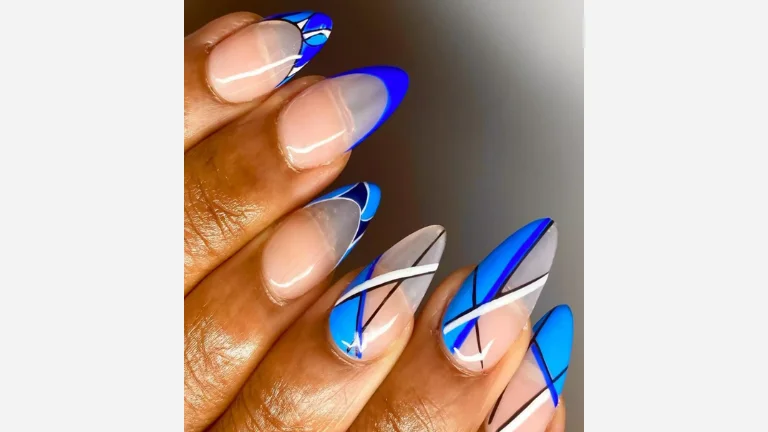 25 Trendy French Tip Nail Designs 13 Contemporary Blues